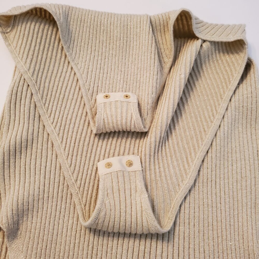NWT On 34TH Women's Sleeveless Mock Neck Bodysuit Gold Holiday Sweater, Size L. - Picture 12 of 12